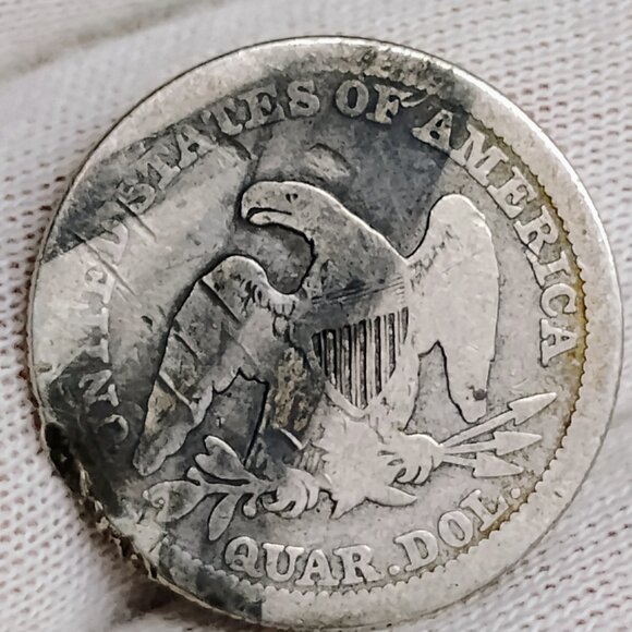Vintage 1855 Seated Liberty Quarter 25 Cents Key Date Antique US Silver Coin - Picture 2 of 7